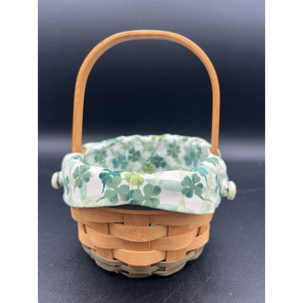 🍀Longaberger 2001 "Lucky You" Shamrock Basket –W/ Liner & Protector-Collectible